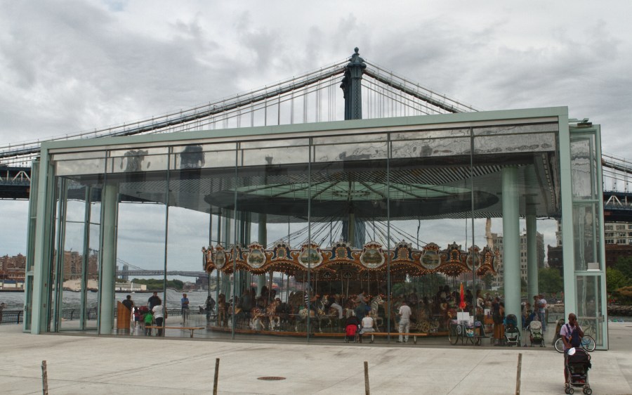 Up close photo of Jane's Carousel in Brooklyn, NY