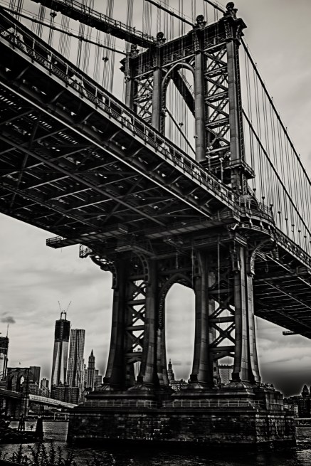 Williamsburg Bridge Tower with Manhattan Skyline 