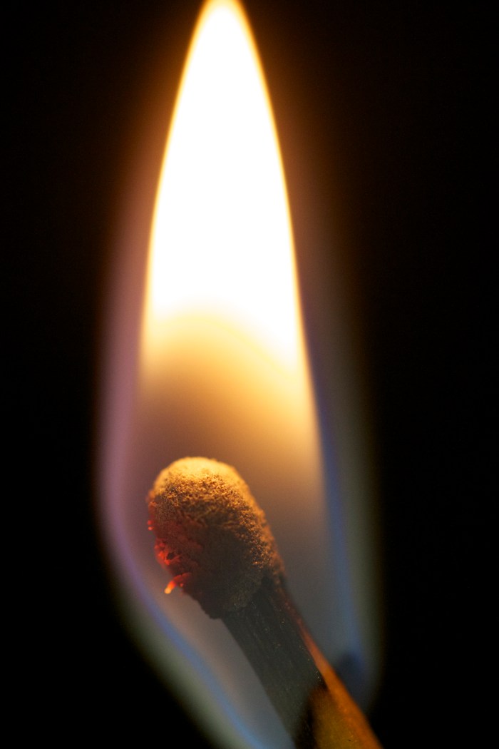 Match burning brightly