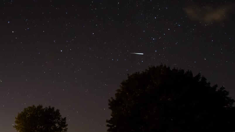 Meteor in night sky