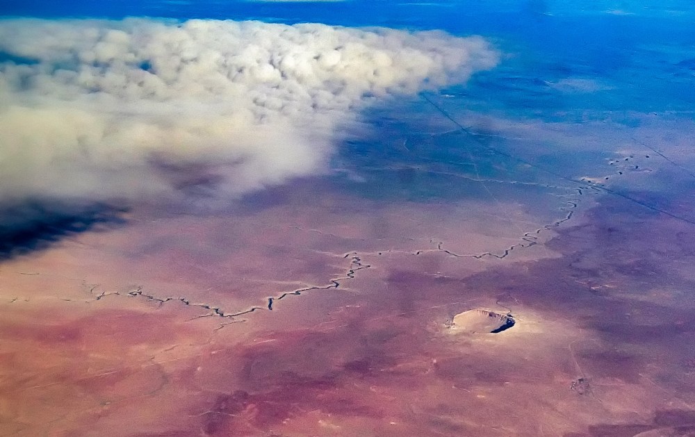 High Altitude view of Meteor Crater in Arizona