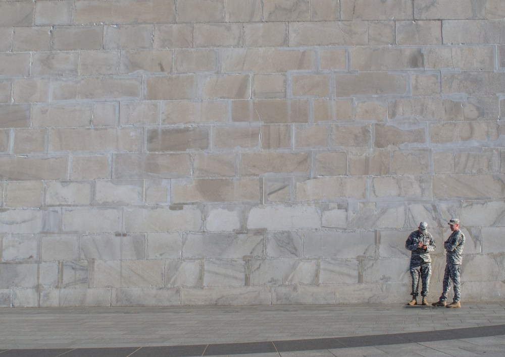 soldiers at base of Washington Monument in DC