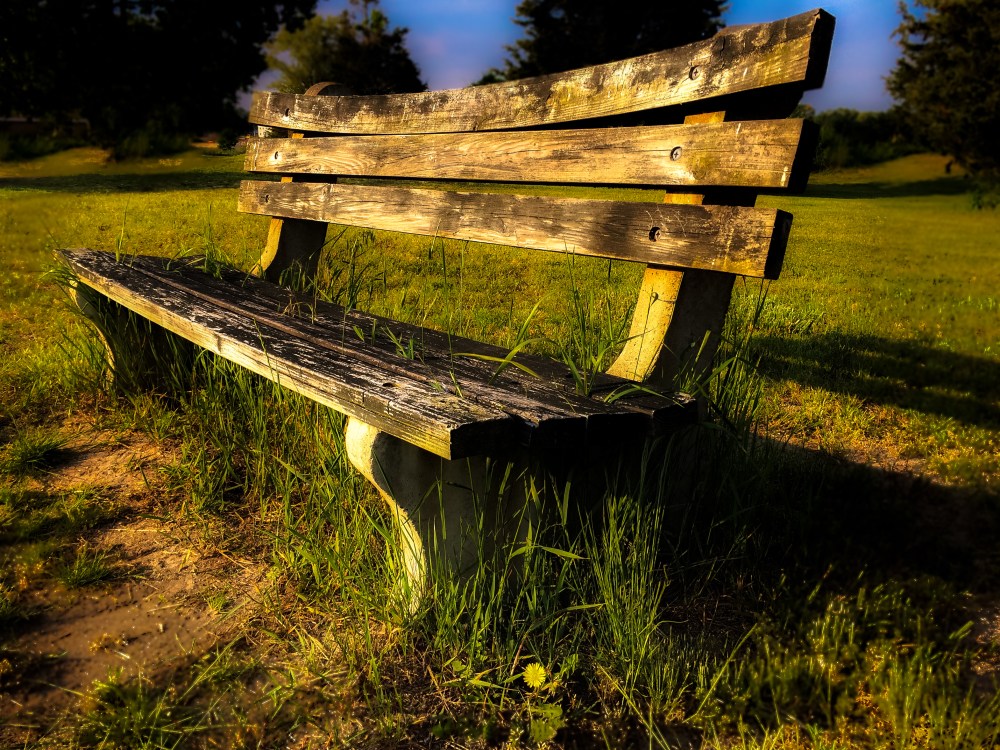 bench in sunset light
