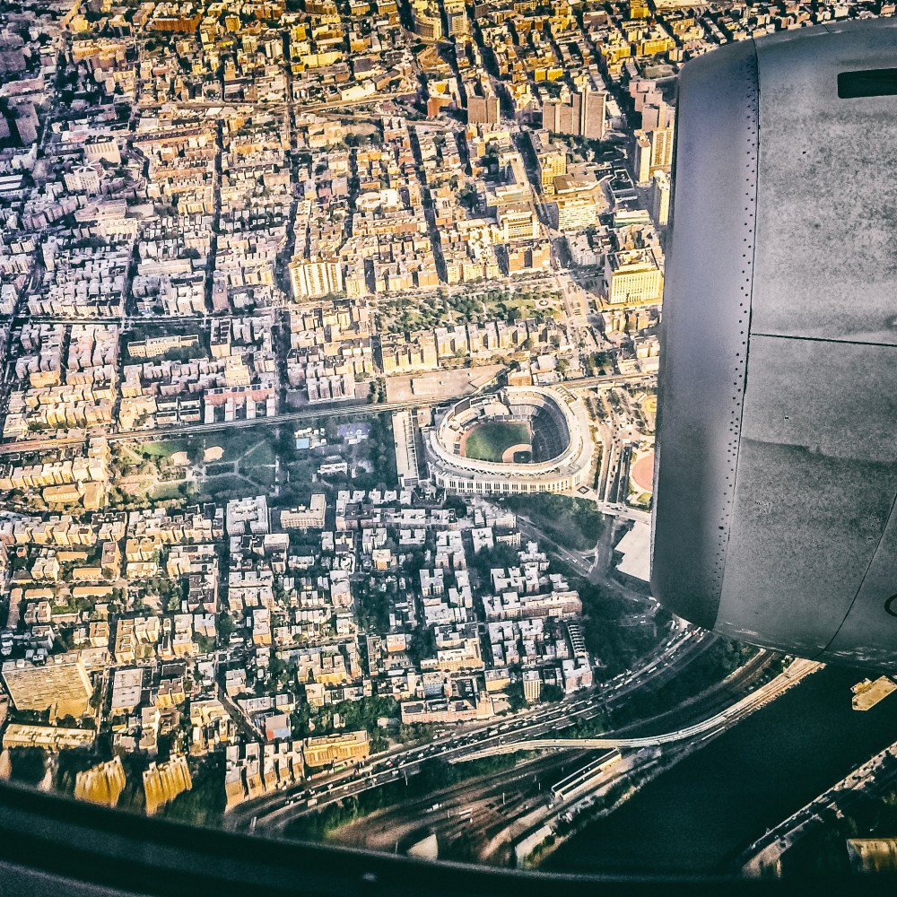 Yankee stadium seen from airplane