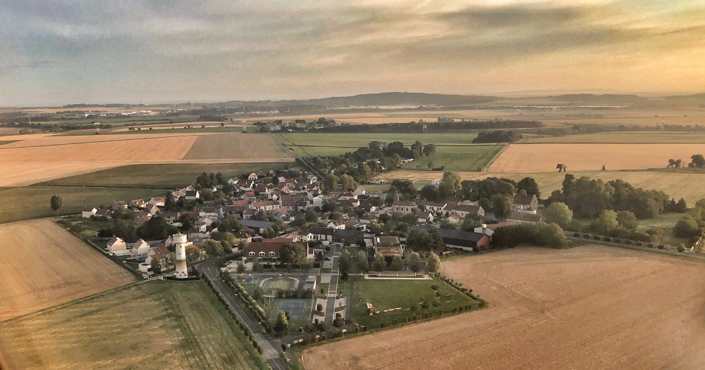 French village in the country side, seen from above